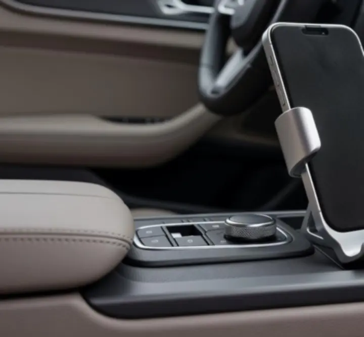 Zbliżenie na premium akcesorium samochodowe z aluminiowym wykończeniem