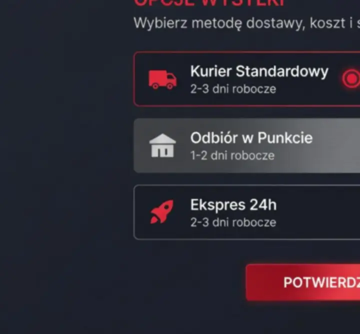 Wizualizacja wyboru opcji dostawy Drive Aura