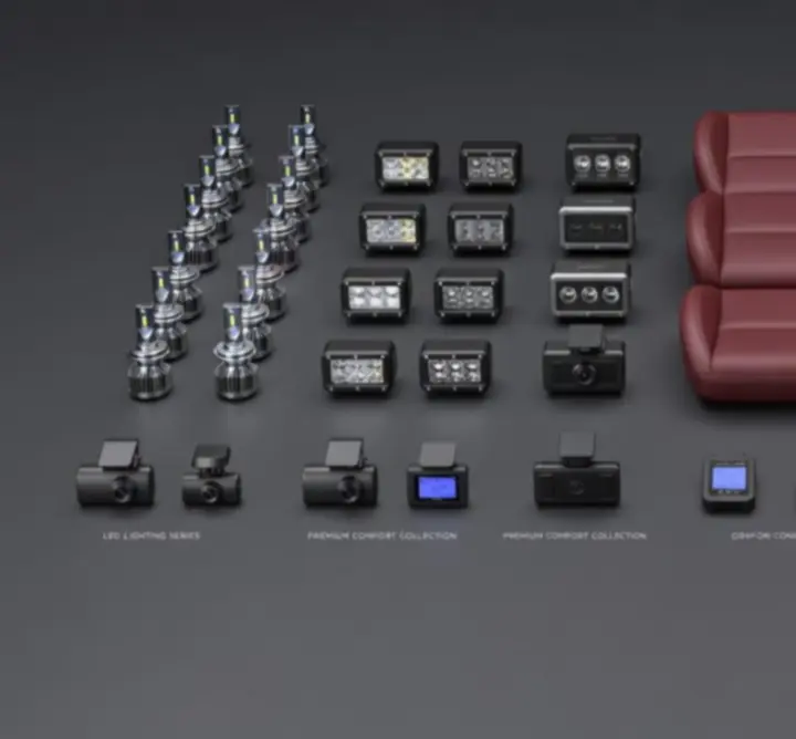 Przegląd wizualny kategorii akcesoriów samochodowych w Drive Aura